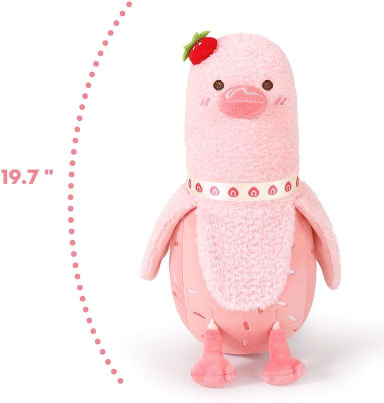 PEACH CAT Strawberry Cake Banana Duck Plush Pillow with Cream Candy Body Plushies Toy Cute Stuffed Animals Gifts for Kids Pink 19.7" - Image 3