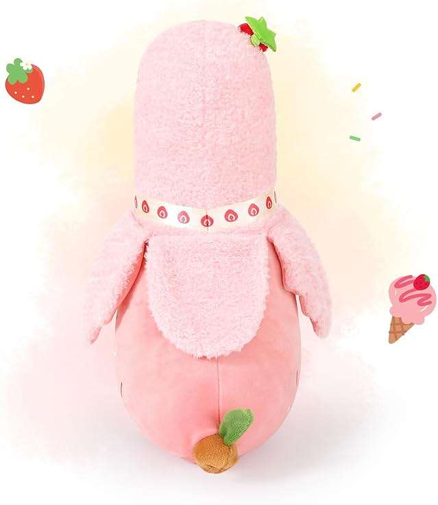 PEACH CAT Strawberry Cake Banana Duck Plush Pillow with Cream Candy Body Plushies Toy Cute Stuffed Animals Gifts for Kids Pink 19.7" - Image 5