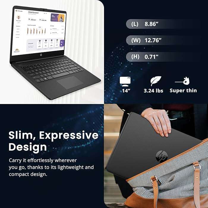 HP Flagship 14" HD Laptop with 1 Year Office 365 | 16GB RAM | 1.28TB Storage(128GB EMMC & 160GB Docking Station Set & 1TB Cloud Storage) | Intel 4-Core Processor | Webcam | Wi-Fi | Windows 11 | Black - Image 8