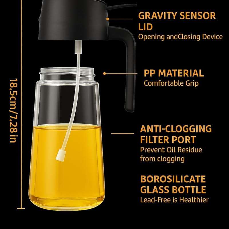 2025 2-in-1 Olive Oil Sprayer & Dispenser Bottle, 16oz Refillable Glass Oil Spray Bottle for Cooking, Air Fryer, BBQ & Salad – Adjustable Nozzle, Non-Drip Kitchen Gadget Gift for Home Cooks - Image 2