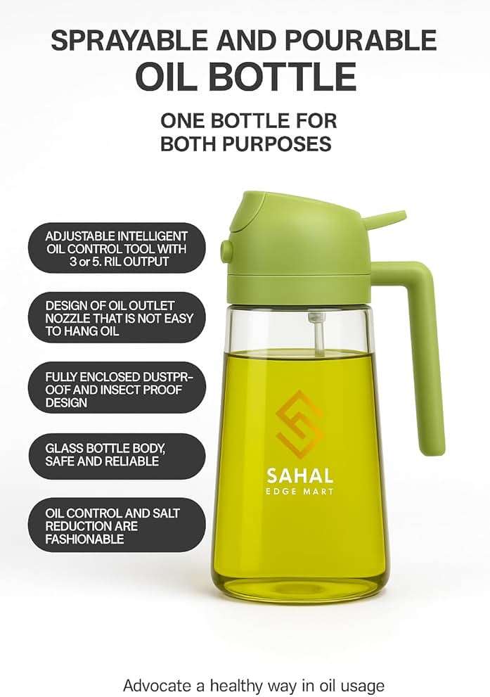 2025 2-in-1 Olive Oil Sprayer & Dispenser Bottle, 16oz Refillable Glass Oil Spray Bottle for Cooking, Air Fryer, BBQ & Salad – Adjustable Nozzle, Non-Drip Kitchen Gadget Gift for Home Cooks - Image 6