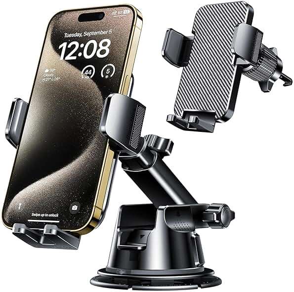 Qifutan Dash Mounted Holders Phone Holders for Your Car Phone Mount for Car Windshield Dashboard Air Vent Universal Desk Mounts Hands Free Automobile Cell Phone Holder Fit for iPhone Smartphone - Image 1