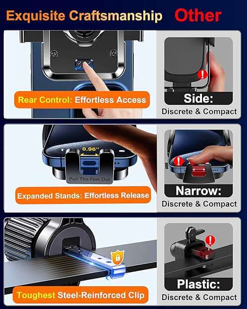 Qifutan Dash Mounted Holders Phone Holders for Your Car Phone Mount for Car Windshield Dashboard Air Vent Universal Desk Mounts Hands Free Automobile Cell Phone Holder Fit for iPhone Smartphone - Image 6