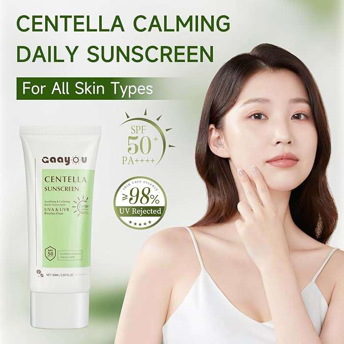 Centella Sunscreen SPF50 PA++++ Calming Moisture Facial Sunscreen Centella Asiatica Korean Sunscreen Matte No White Cast Face Sun Screen for Oily Sensitive Skin - Image 2