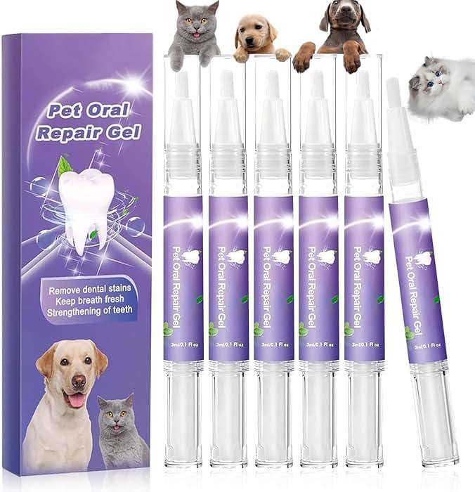 6Pcs Pet Oral Repair Gel, Dog Oral Repair Gel, Pet Breath Freshener for Cats and Dogs, Removes Tartar, Keeps Breath Fresh, Strengthens Teeth,No Brushing Oral Care Cleaner,3ML - Image 1