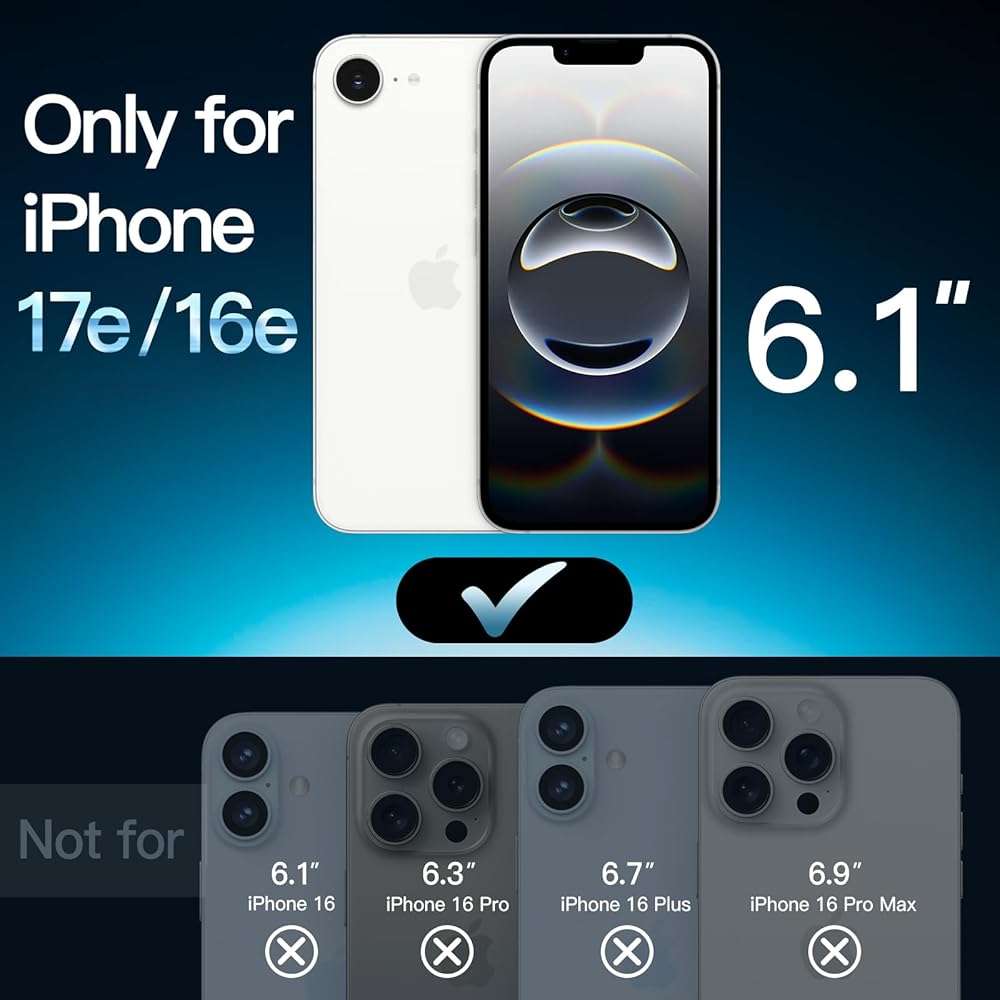 JETech Full Coverage Screen Protector for iPhone 17e (2026) / iPhone 16e, 9H Tempered Glass Film, Case-Friendly, HD Clear, 6.1-Inch Display, 3-Pack - Image 2
