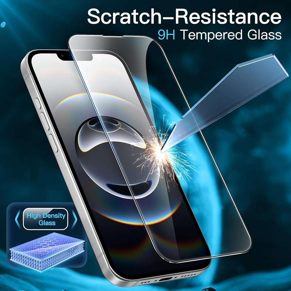 JETech Full Coverage Screen Protector for iPhone 17e (2026) / iPhone 16e, 9H Tempered Glass Film, Case-Friendly, HD Clear, 6.1-Inch Display, 3-Pack - Image 4