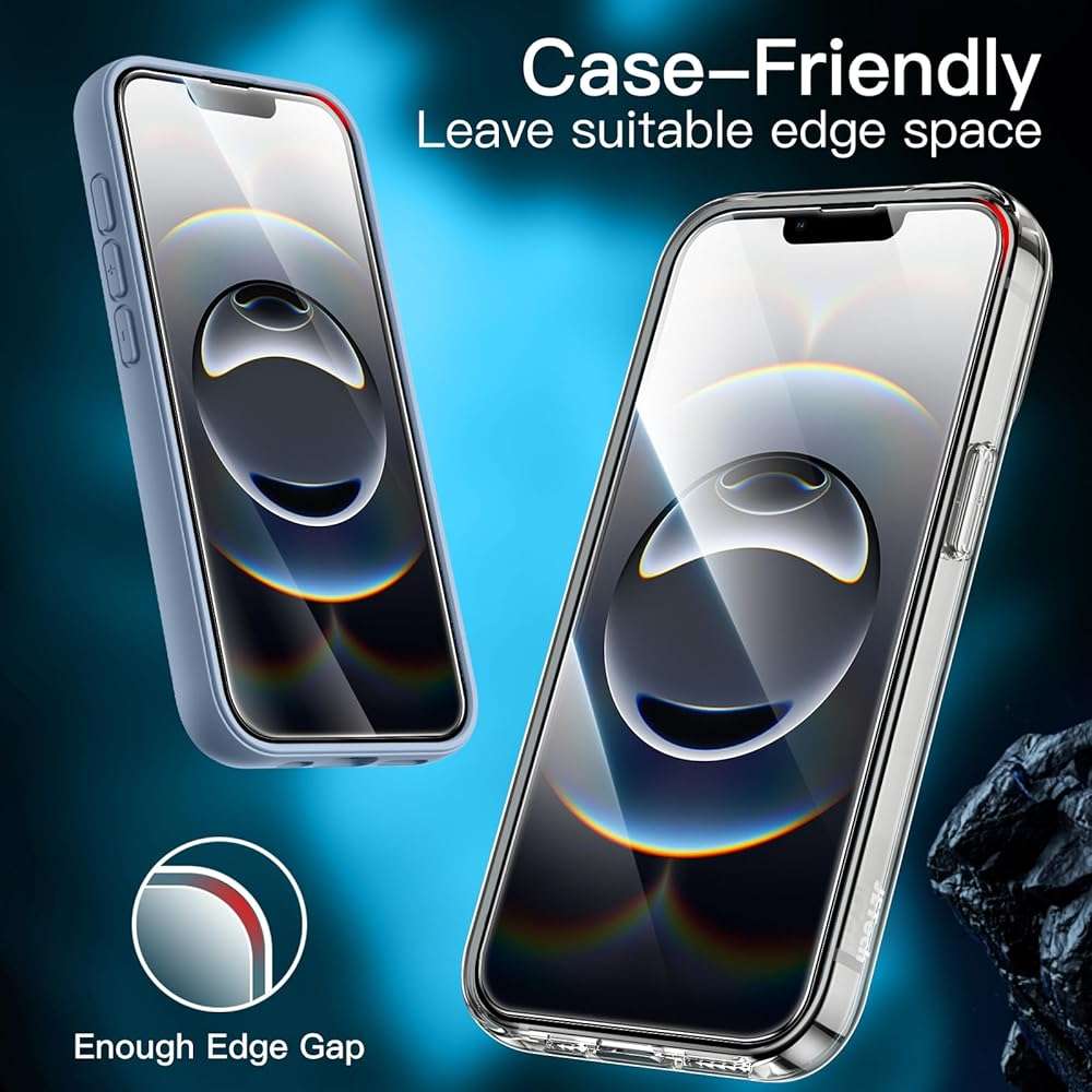 JETech Full Coverage Screen Protector for iPhone 17e (2026) / iPhone 16e, 9H Tempered Glass Film, Case-Friendly, HD Clear, 6.1-Inch Display, 3-Pack - Image 6