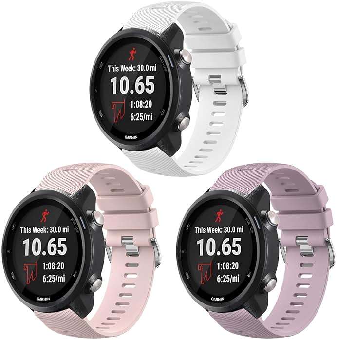 Meliya for Garmin Forerunner 245 / Forerunner 645 / Forerunner 165 / Forerunner 158 / Forerunner 55 Watch Band Women Men, 20mm Soft Silicone Replacement Strap for Garmin Forerunner 245/645 Music SmartWatch - Image 1
