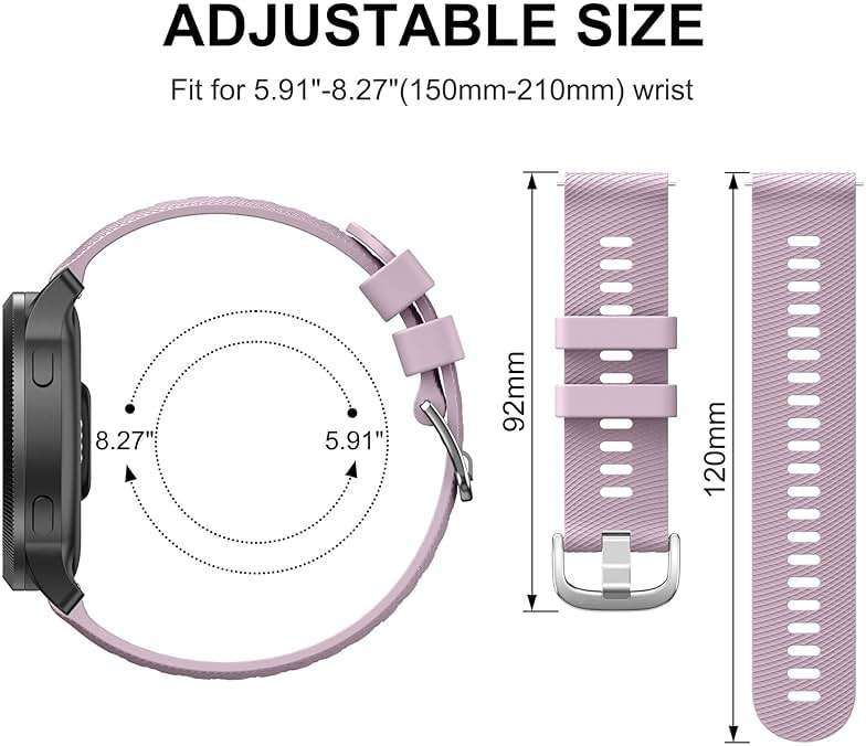 Meliya for Garmin Forerunner 245 / Forerunner 645 / Forerunner 165 / Forerunner 158 / Forerunner 55 Watch Band Women Men, 20mm Soft Silicone Replacement Strap for Garmin Forerunner 245/645 Music SmartWatch - Image 4