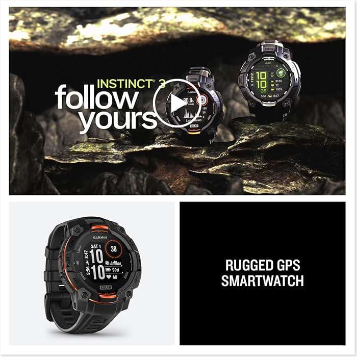 Garmin Instinct® 3 45mm, Solar Charged Display, Rugged Outdoor GPS Smartwatch, Metal-Reinforced Bezel, Built-in Flashlight, Black - Image 8