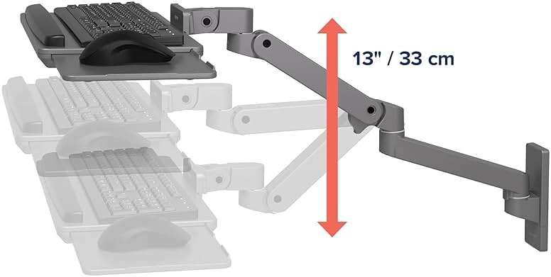 Ergotron – Upgraded LX Pro Premium Keyboard Arm, Wall Mount Adjustable Keyboard Tray – Dark Grey - Image 4