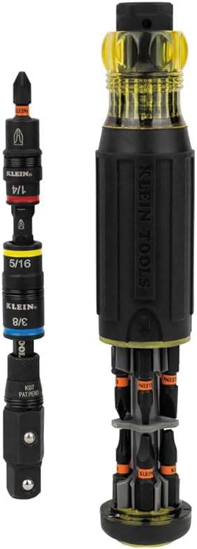 Klein Tools 32517HD KNECT 17-in-1 Impact-Rated Hybrid Screwdriver/Nut Driver, Magnetic, Flip Socket, 11 Bits, 3 Nut Drivers, Bit Holder, Square Adapter - Image 2