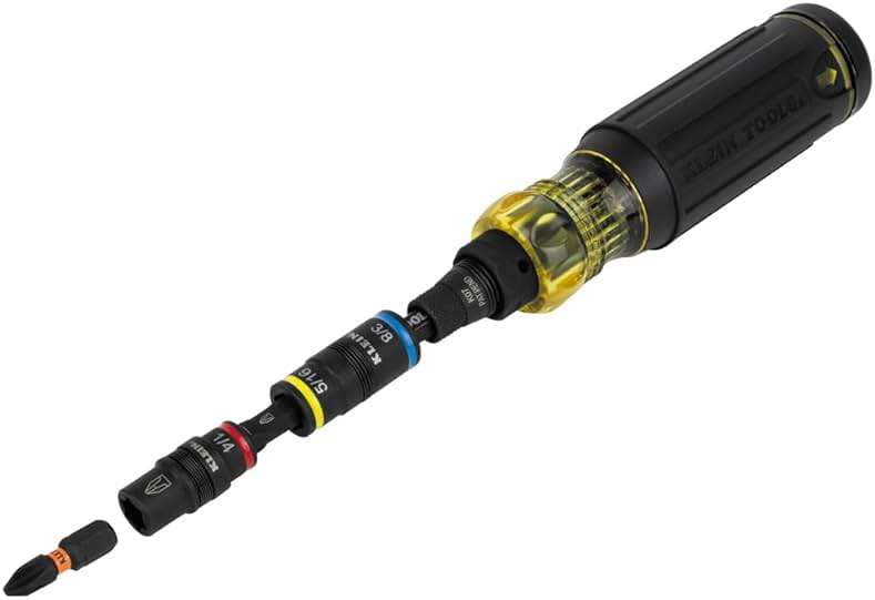 Klein Tools 32517HD KNECT 17-in-1 Impact-Rated Hybrid Screwdriver/Nut Driver, Magnetic, Flip Socket, 11 Bits, 3 Nut Drivers, Bit Holder, Square Adapter - Image 5