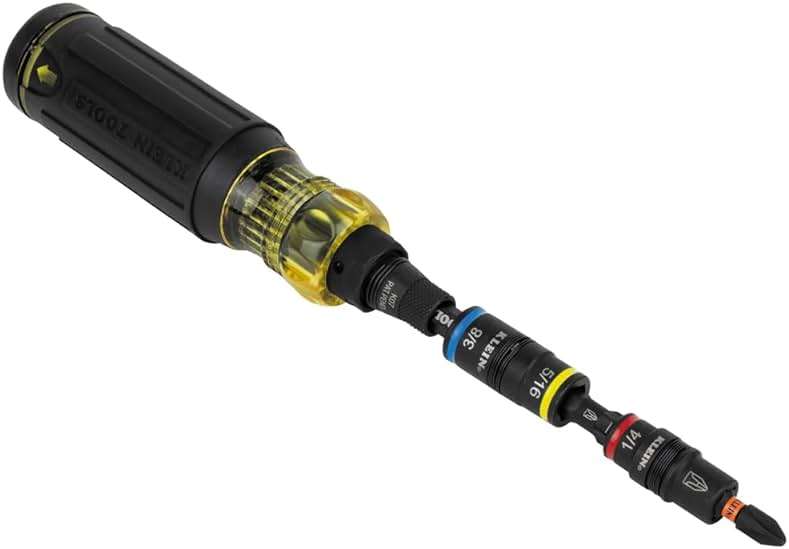 Klein Tools 32517HD KNECT 17-in-1 Impact-Rated Hybrid Screwdriver/Nut Driver, Magnetic, Flip Socket, 11 Bits, 3 Nut Drivers, Bit Holder, Square Adapter - Image 8