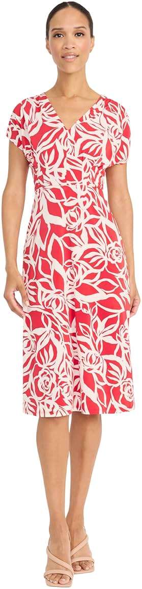 Maggy London Women's Womens V-Neck Cap Sleeve Knee Length - Fitted Bodice with A-line Skirt - Special Occasion Cocktail Dress - Image 1