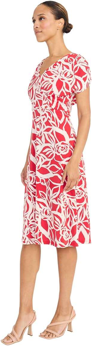 Maggy London Women's Womens V-Neck Cap Sleeve Knee Length - Fitted Bodice with A-line Skirt - Special Occasion Cocktail Dress - Image 2