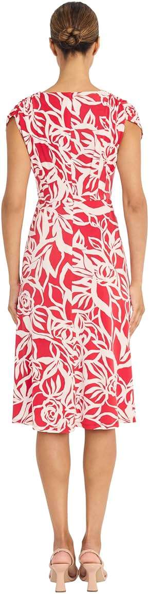 Maggy London Women's Womens V-Neck Cap Sleeve Knee Length - Fitted Bodice with A-line Skirt - Special Occasion Cocktail Dress - Image 3