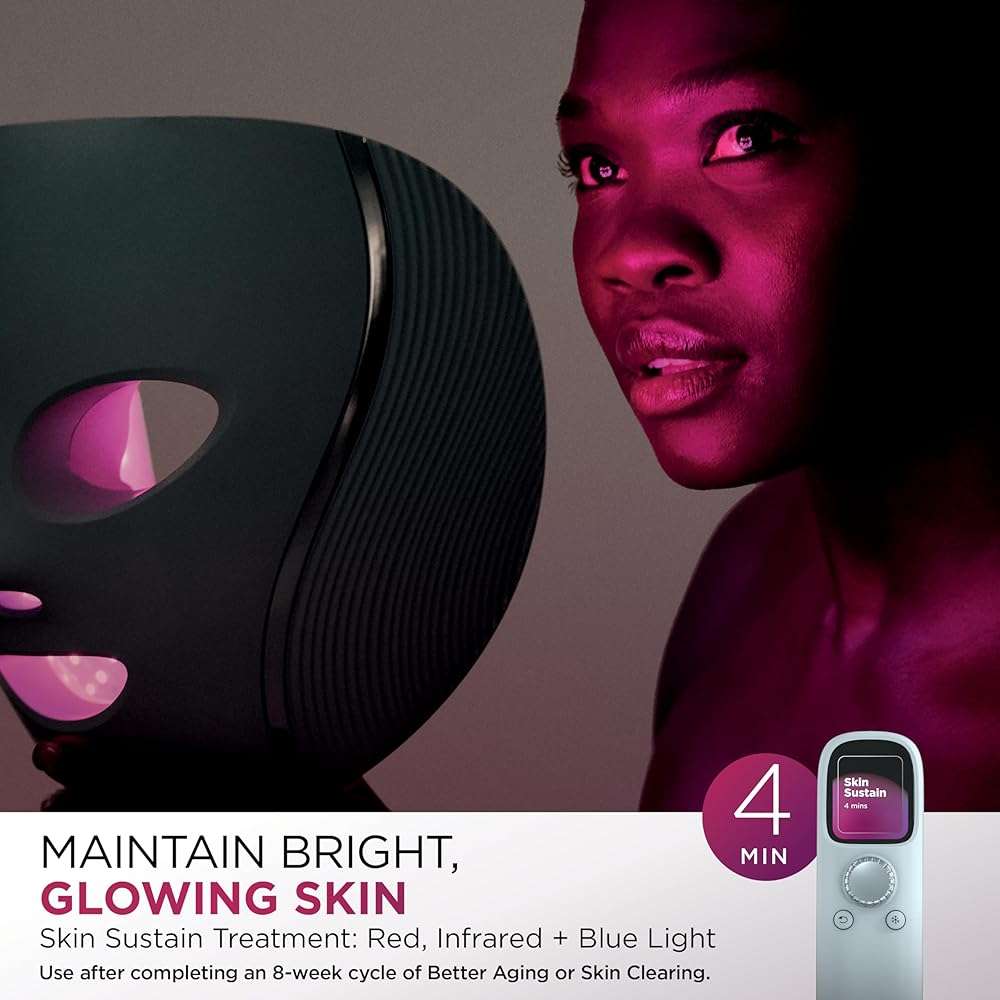 Shark CryoGlow LED Face Mask with Under-Eye Cooling, Anti-Ageing & Blemish Repair, Red & Blue LED, Infrared Light Therapy, USB-C, Remote Control, Storage Bag, Blue Frost, FW312 - Image 8