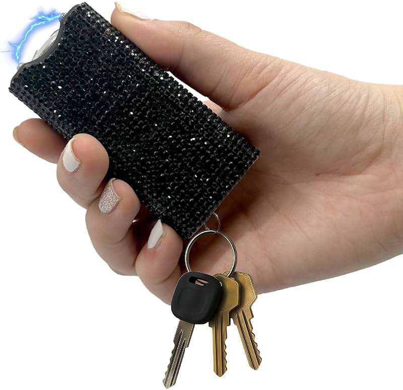 Streetwise Rhinestun Keychain Stun Gun – Compact Rechargeable Stun Gun Flashlight with Rhinestone Grip, Holster and Keyring for Women’s Self Protection - Image 2