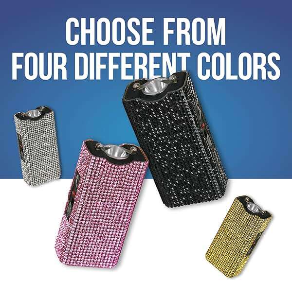 Streetwise Rhinestun Keychain Stun Gun – Compact Rechargeable Stun Gun Flashlight with Rhinestone Grip, Holster and Keyring for Women’s Self Protection - Image 4