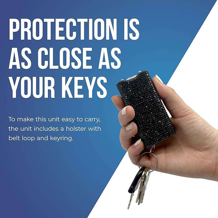 Streetwise Rhinestun Keychain Stun Gun – Compact Rechargeable Stun Gun Flashlight with Rhinestone Grip, Holster and Keyring for Women’s Self Protection - Image 6