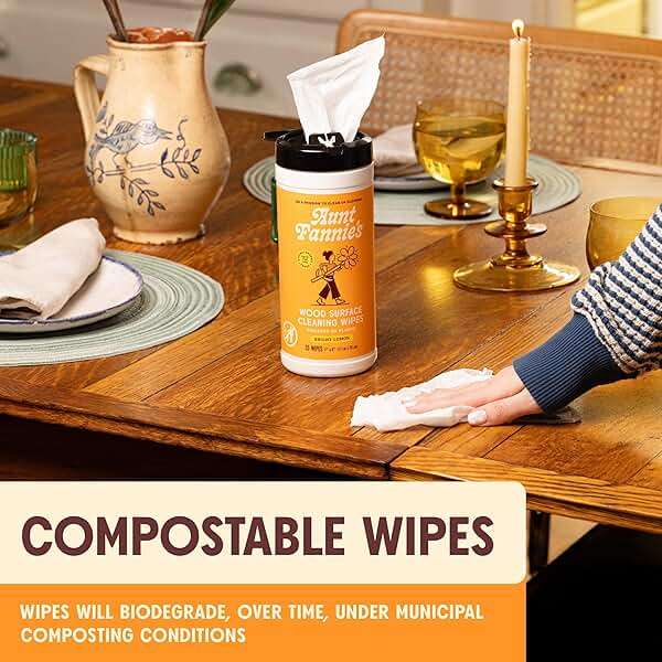 Aunt Fannie's Wood Surface Cleaning Wipes, Multipurpose Wood Surface Cleaner for Cabinets, Furniture, and Wood Floors, Lemon Scent, 35 Count (Pack of 1) - Image 3