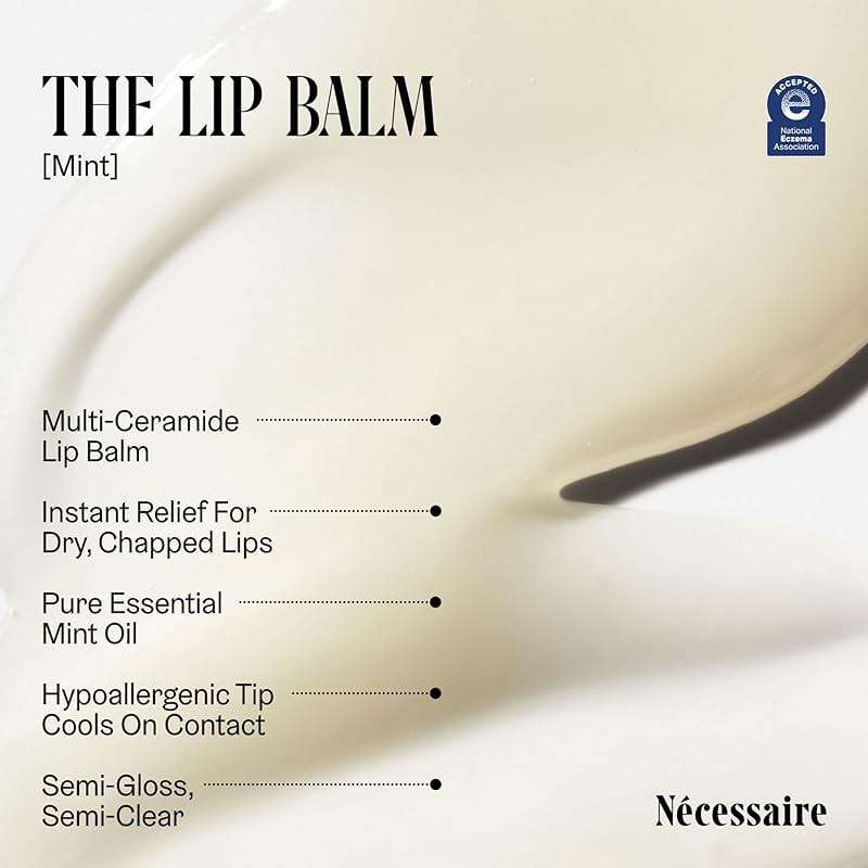 Nécessaire The Lip Balm | Hydrating Hyaluronic Acid Lip Balm for Women and Men, Mint Oil with Niacinamide + Essential Ceramides. Non-Comedogenic Lip Balm for Dry Lips – 15 ml / 0.5 fl oz - Image 3