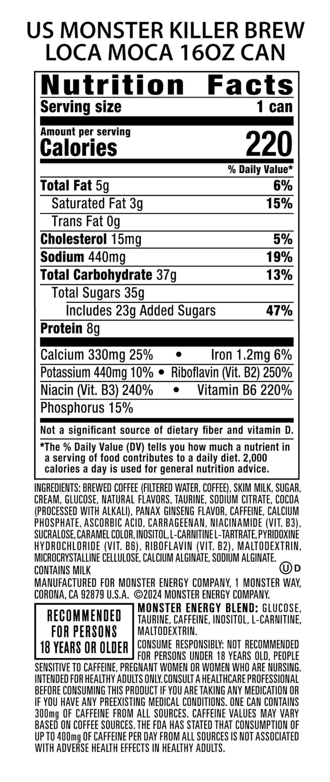 Monster Energy Killer Brew Loca Moca, 15 Fl Oz | Pack of 12 - Image 4