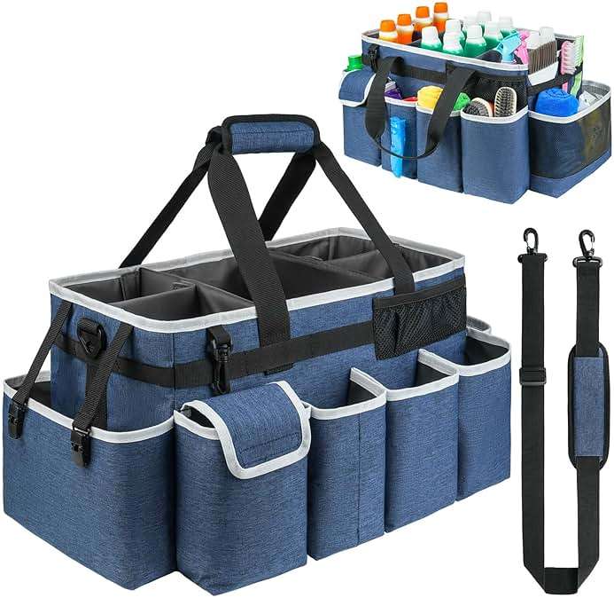 ZIOZERTT Cleaning Caddy Bag,Extra Large Cleaning Supplies Organizer with Handle for Housekeepers,Blue - Image 1