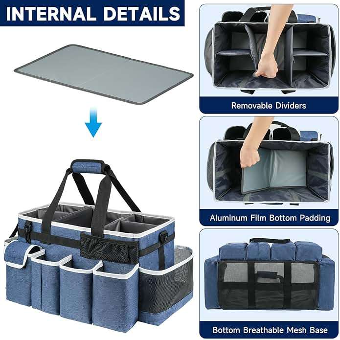 ZIOZERTT Cleaning Caddy Bag,Extra Large Cleaning Supplies Organizer with Handle for Housekeepers,Blue - Image 3