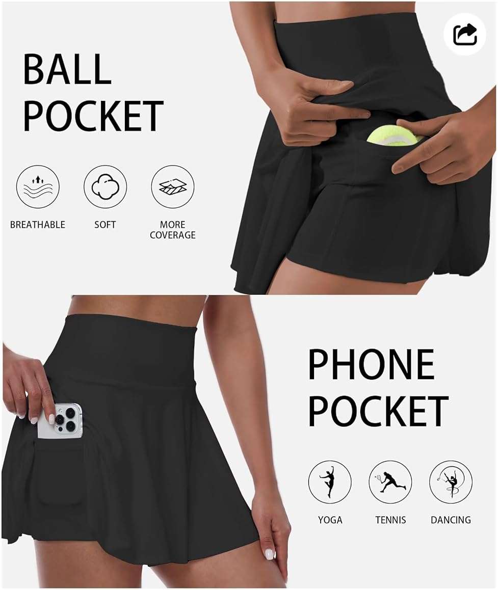 Afurdel Womens Tennis Skirt with Built-in Shorts High Waisted Pleated Golf Skirts for Women Skater Uniform Cheer Skirt - Image 2