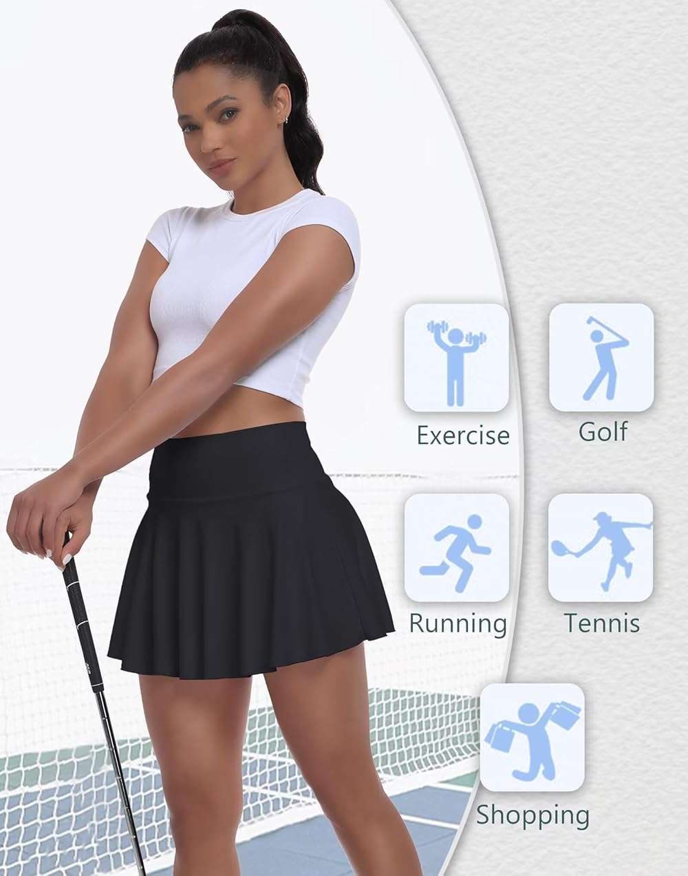 Afurdel Womens Tennis Skirt with Built-in Shorts High Waisted Pleated Golf Skirts for Women Skater Uniform Cheer Skirt - Image 5