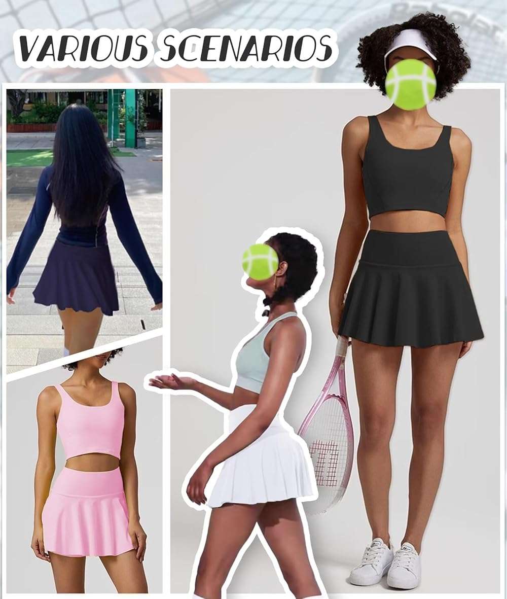 Afurdel Womens Tennis Skirt with Built-in Shorts High Waisted Pleated Golf Skirts for Women Skater Uniform Cheer Skirt - Image 6