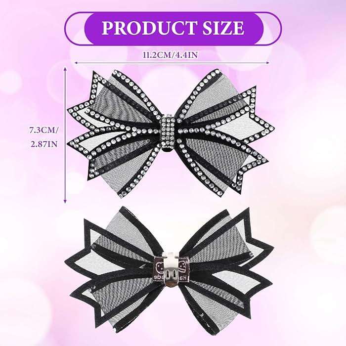 Shoe Clips for Women Dress Shoes 2 Pieces Mesh Bow Rhinestone High Heel Shoe Clips Removable Shoe Clips Rhinestone Shoe Clips Buckle Detachable Bow Heels Clothing Accessories for Wedding Party Prom - Image 2