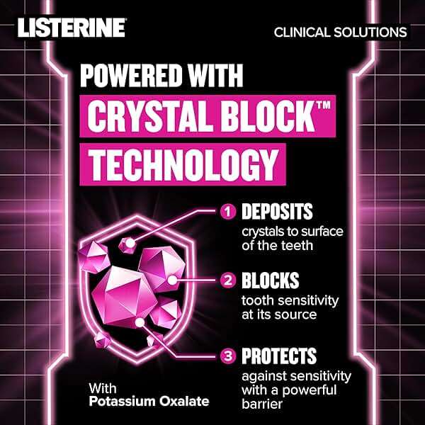 Listerine Clinical Solutions Sensitive Teeth Alcohol Free Mouthwash, Fresh Breath Dental Mouthwash Provides Protection & Relief from Tooth Sensitivity Pain, Daily Fresh Mint Oral Rinse, 500 mL - Image 2