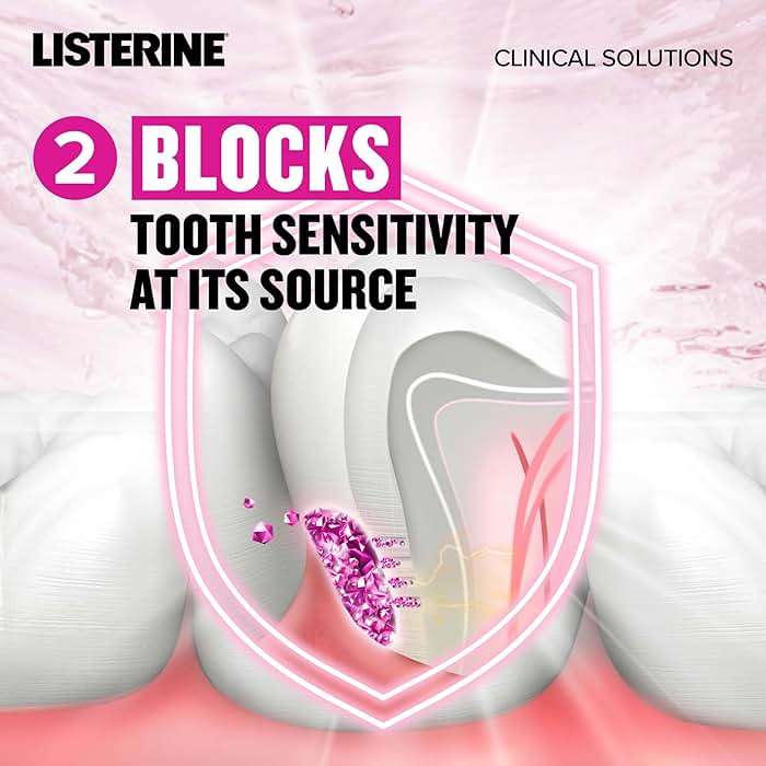 Listerine Clinical Solutions Sensitive Teeth Alcohol Free Mouthwash, Fresh Breath Dental Mouthwash Provides Protection & Relief from Tooth Sensitivity Pain, Daily Fresh Mint Oral Rinse, 500 mL - Image 6