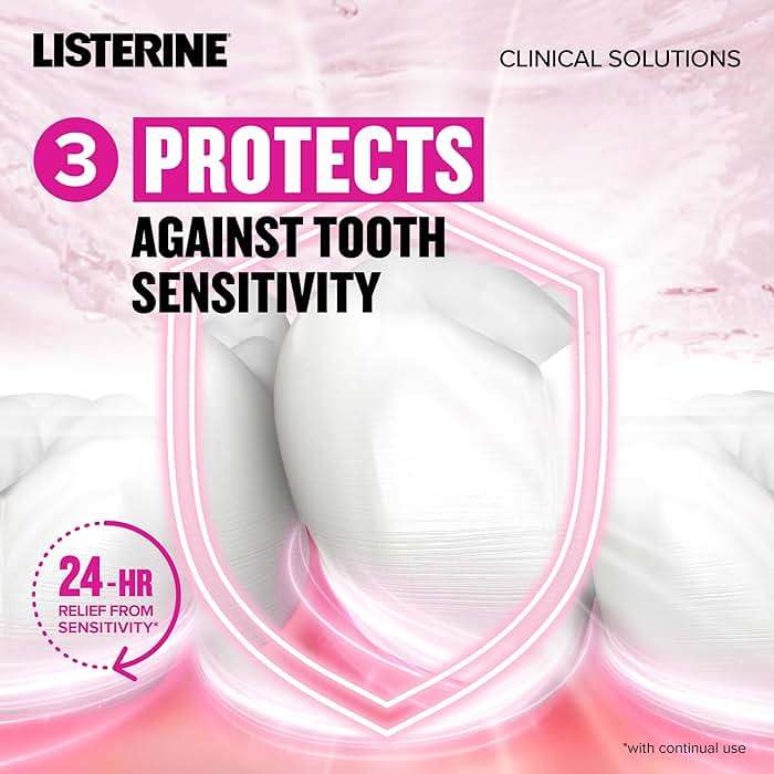 Listerine Clinical Solutions Sensitive Teeth Alcohol Free Mouthwash, Fresh Breath Dental Mouthwash Provides Protection & Relief from Tooth Sensitivity Pain, Daily Fresh Mint Oral Rinse, 500 mL - Image 7