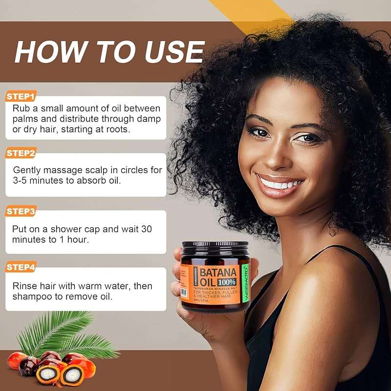 WEEMOTD 100% Raw Batana Oil for Hair, Unrefined Conditioning Hair & Scalp Oil from Honduras, Moisturizing Hair Mask for Dry Hair, Adds Shine & Softness for Men & Women, 2 fl oz - Image 5