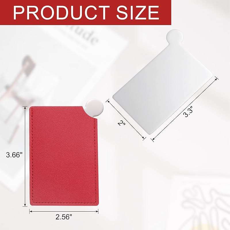 uxcell Small Pocket Mirror for Purse, Stainless Steel Compact Makeup Mirror with Leather Case, Travel Mirror Handheld Mirror for Women, Girls, Purse, Gift (Red, 2.5 x 3.66) - Image 3