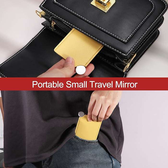uxcell Small Pocket Mirror for Purse, Stainless Steel Compact Makeup Mirror with Leather Case, Travel Mirror Handheld Mirror for Women, Girls, Purse, Gift (Red, 2.5 x 3.66) - Image 5
