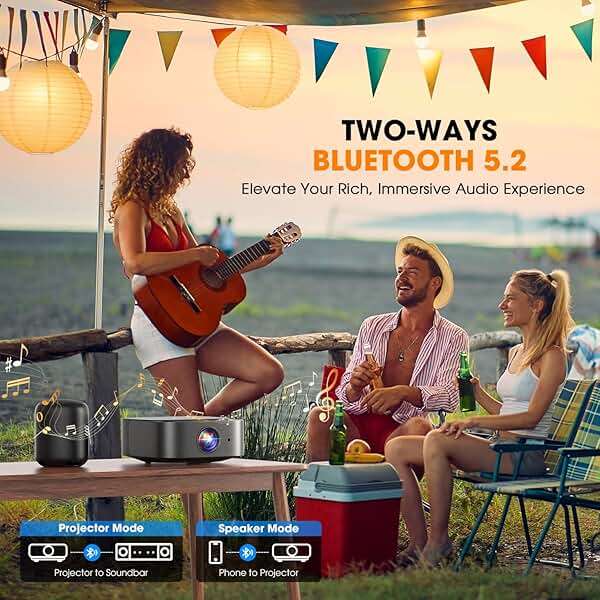 [386+ Built-in Apps] DBPOWER E2 Smart Projector with WiFi and Bluetooth, Native 1080P Mini Projector Compatible with Netflix, Youtube, D+, Hulu, Max & Crunchyroll, Electric Focus & Carry Case - Image 5