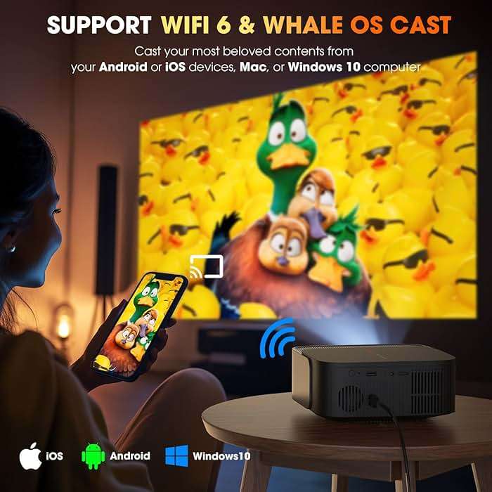 [386+ Built-in Apps] DBPOWER E2 Smart Projector with WiFi and Bluetooth, Native 1080P Mini Projector Compatible with Netflix, Youtube, D+, Hulu, Max & Crunchyroll, Electric Focus & Carry Case - Image 6