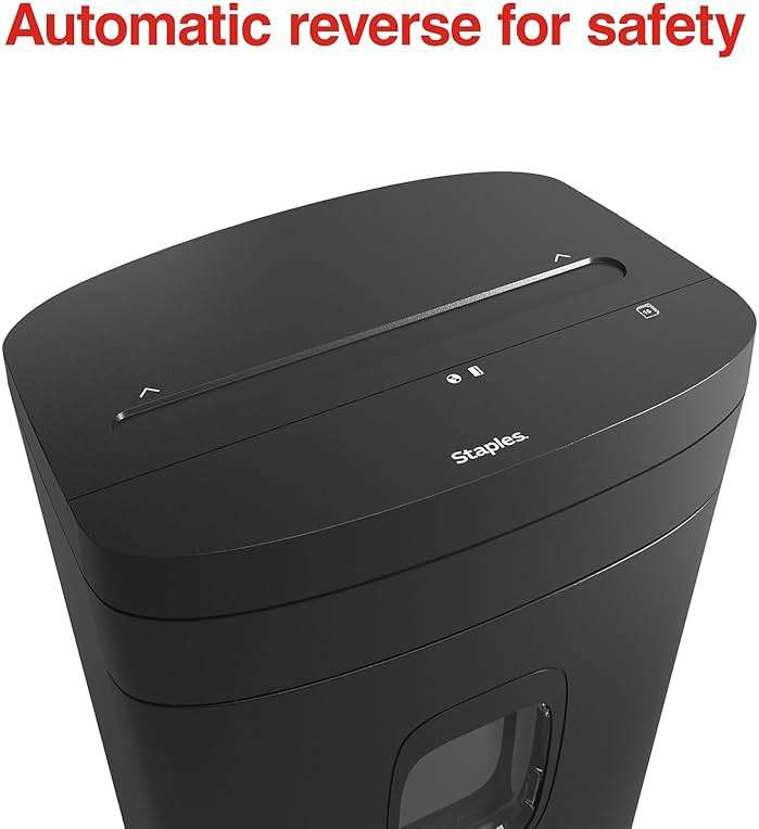 Staples 15-Sheet Cross Cut Paper Shredder for Home Office, P-4 Security, 20-Min Run Time, Shreds Paper/Credit Cards/CDs/DVDs, Quiet 65 dB, Auto Start/Stop, 5 Gallon, Black - Image 6