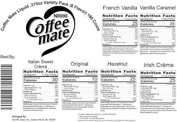 Nestle Coffee mate Liquid Creamer Singles Variety Pack, Original, French Vanilla, Hazelnut, Irish Crème, Italian Sweet Crème, Vanilla Caramel, 6 flavors x 30 ct, 180/Box - Image 2