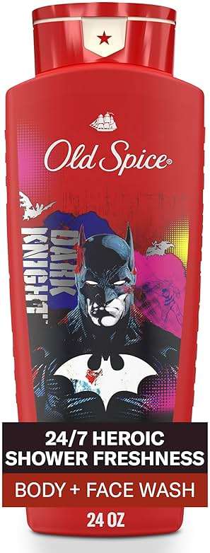 Old Spice Body Wash for Men, Batman: Dark Night, 3X Defense, 24/7 Shower Fresh with Lasting Scent, Cleansing 2-in-1 Body & Face Wash, Smell Like a Hero, Black Cherry and Nightfall Scent, 24 oz - Image 1
