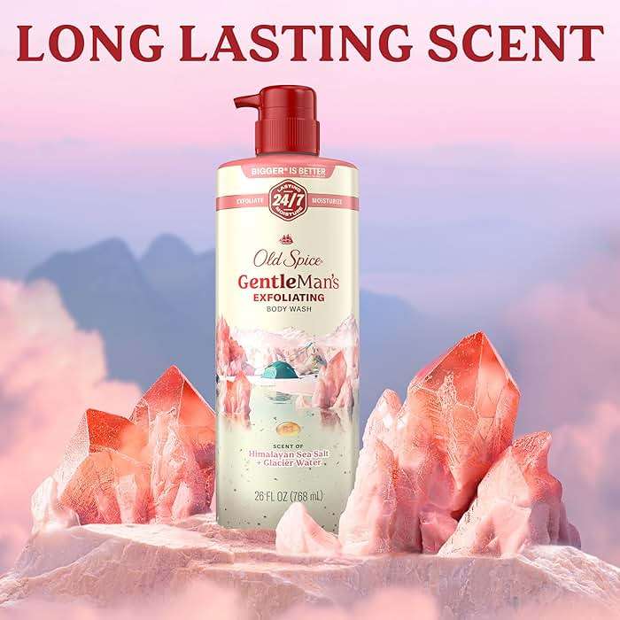Old Spice GentleMan's Exfoliating & Moisturizing Body Wash for Men, 24/7 Shower Fresh with Long Lasting Scent, Renewing Vitamin B3 Blend, Himalayan Sea Salt + Glacier Water Scent, 26 oz - Image 6