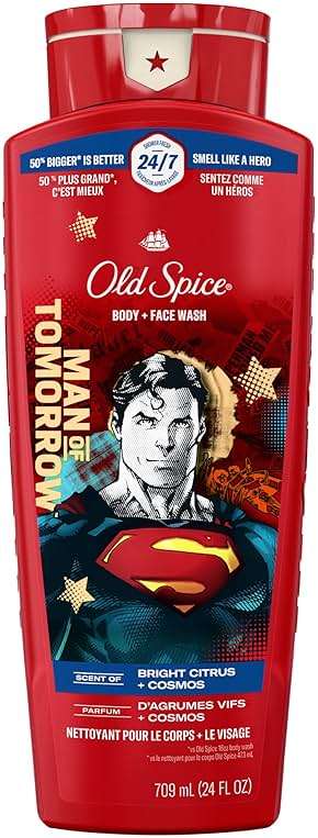 Old Spice Body Wash for Men, Superman: Man of Tomorrow, 3X Defense, 24/7 Shower Fresh with Lasting Scent, Cleansing 2-in-1 Body & Face Wash, Smell Like a Hero, Bright Citrus and Cosmos Scent, 24 oz - Image 1
