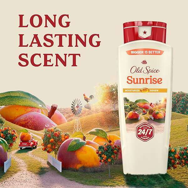 Old Spice Cleansing Body Wash for Men, 24/7 Shower Fresh with Lasting Scent, Moisturize & Renew, Gentle on Skin, Vitamin B3, Sunrise with Peach + Mandarin Peel Scent, 18 oz - Image 6