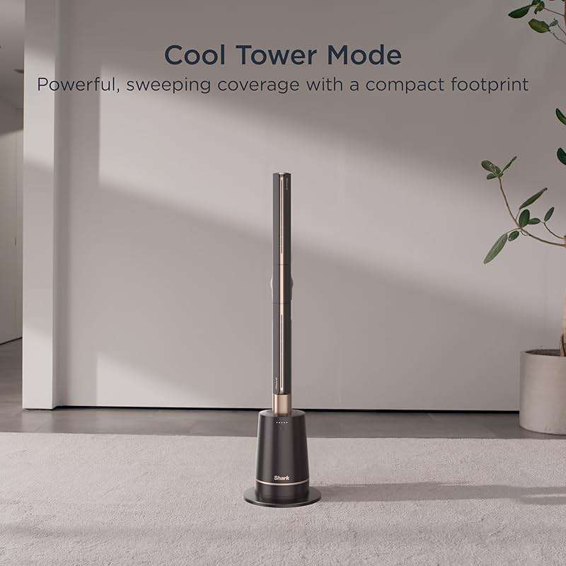 Shark TurboBlade Fan—Ultra-customizable bladeless tower fan, pivots, twists, oscillates 180°, circulates and propels air, 10 noise levels + 10 speeds, easy to clean, charcoal, TF202S - Image 12